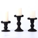 Maxbell Black Pillar Candle Holder Nordic Style Candlestick for Home Party Ornament 7.9cmx8.8cm