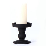 Maxbell Black Pillar Candle Holder Nordic Style Candlestick for Home Party Ornament 7.9cmx8.8cm