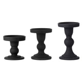 Maxbell Black Pillar Candle Holder Nordic Style Candlestick for Home Party Ornament 7.9cmx8.8cm