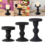 Maxbell Black Pillar Candle Holder Nordic Style Candlestick for Home Party Ornament 7.9cmx8.8cm