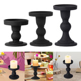 Maxbell Black Pillar Candle Holder Nordic Style Candlestick for Home Party Ornament 7.9cmx8.8cm
