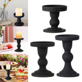 Maxbell Black Pillar Candle Holder Nordic Style Candlestick for Home Party Ornament 7.9cmx8.8cm