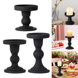 Maxbell Black Pillar Candle Holder Nordic Style Candlestick for Home Party Ornament 7.9cmx8.8cm