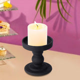 Maxbell Black Pillar Candle Holder Nordic Style Candlestick for Home Party Ornament 7.9cmx8.8cm