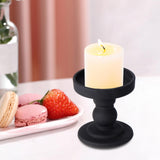 Maxbell Black Pillar Candle Holder Nordic Style Candlestick for Home Party Ornament 7.9cmx8.8cm