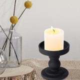 Maxbell Black Pillar Candle Holder Nordic Style Candlestick for Home Party Ornament 7.9cmx8.8cm
