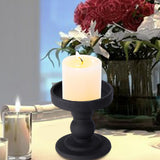 Maxbell Black Pillar Candle Holder Nordic Style Candlestick for Home Party Ornament 7.9cmx8.8cm