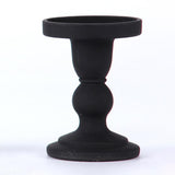 Maxbell Black Pillar Candle Holder Nordic Style Candlestick for Home Party Ornament 7.9cmx11.4cm