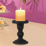 Maxbell Black Pillar Candle Holder Nordic Style Candlestick for Home Party Ornament 7.9cmx11.4cm