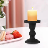 Maxbell Black Pillar Candle Holder Nordic Style Candlestick for Home Party Ornament 7.9cmx11.4cm