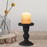 Maxbell Black Pillar Candle Holder Nordic Style Candlestick for Home Party Ornament 7.9cmx11.4cm
