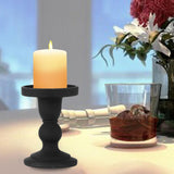 Maxbell Black Pillar Candle Holder Nordic Style Candlestick for Home Party Ornament 7.9cmx11.4cm