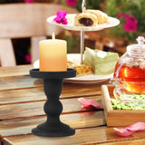 Maxbell Black Pillar Candle Holder Nordic Style Candlestick for Home Party Ornament 7.9cmx11.4cm