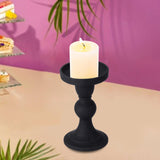 Maxbell Black Pillar Candle Holder Nordic Style Candlestick for Home Party Ornament 7.9cmx13.6cm
