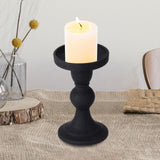 Maxbell Black Pillar Candle Holder Nordic Style Candlestick for Home Party Ornament 7.9cmx13.6cm
