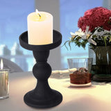 Maxbell Black Pillar Candle Holder Nordic Style Candlestick for Home Party Ornament 7.9cmx13.6cm