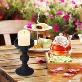 Maxbell Black Pillar Candle Holder Nordic Style Candlestick for Home Party Ornament 7.9cmx13.6cm