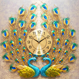 Maxbell Creative Peacock Wall Clock Non Ticking Wall Watch Fashion for Office Home StyleB
