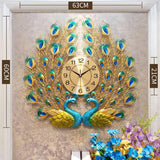 Maxbell Creative Peacock Wall Clock Non Ticking Wall Watch Fashion for Office Home StyleB