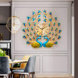 Maxbell Creative Peacock Wall Clock Non Ticking Wall Watch Fashion for Office Home StyleB
