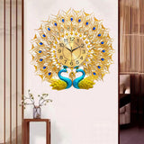 Maxbell Creative Peacock Wall Clock Non Ticking Wall Watch Fashion for Office Home StyleC