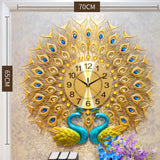 Maxbell Creative Peacock Wall Clock Non Ticking Wall Watch Fashion for Office Home StyleC