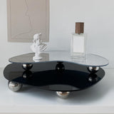 Maxbell Display Vanity Tray Perfume Plate Serving Tray for Bedroom Background Home 29x25x4cm Black