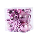 Maxbell 45Pcs Christmas Balls Ornaments Hanging Christmas Star Tree Topper New Year Pink