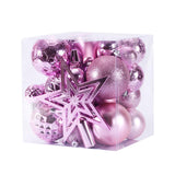 Maxbell 45Pcs Christmas Balls Ornaments Hanging Christmas Star Tree Topper New Year Pink