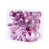 Maxbell 45Pcs Christmas Balls Ornaments Hanging Christmas Star Tree Topper New Year Pink