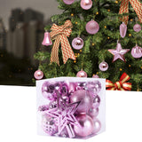 Maxbell 45Pcs Christmas Balls Ornaments Hanging Christmas Star Tree Topper New Year Pink