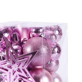 Maxbell 45Pcs Christmas Balls Ornaments Hanging Christmas Star Tree Topper New Year Pink