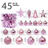 Maxbell 45Pcs Christmas Balls Ornaments Hanging Christmas Star Tree Topper New Year Pink