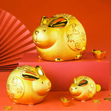 Maxbell Lucky Rabbit Money Bank Animal Figurine Statue for Holiday Home Decor Office 5 Inch