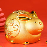 Maxbell Lucky Rabbit Money Bank Animal Figurine Statue for Holiday Home Decor Office 5 Inch