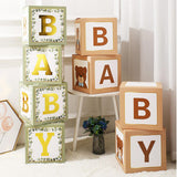 Maxbell 4x Baby Boxes Reusable Balloons Boxes for Xmas Holiday Photography Props Light Brown