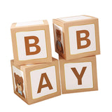 Maxbell 4x Baby Boxes Reusable Balloons Boxes for Xmas Holiday Photography Props Light Brown