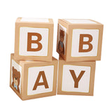 Maxbell 4x Baby Boxes Reusable Balloons Boxes for Xmas Holiday Photography Props Light Brown