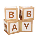 Maxbell 4x Baby Boxes Reusable Balloons Boxes for Xmas Holiday Photography Props Light Brown