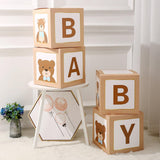 Maxbell 4x Baby Boxes Reusable Balloons Boxes for Xmas Holiday Photography Props Light Brown