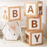 Maxbell 4x Baby Boxes Reusable Balloons Boxes for Xmas Holiday Photography Props Light Brown