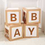 Maxbell 4x Baby Boxes Reusable Balloons Boxes for Xmas Holiday Photography Props Light Brown