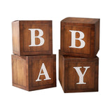 Maxbell 4x Baby Boxes Reusable Balloons Boxes for Xmas Holiday Photography Props Wood Color
