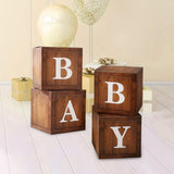 Maxbell 4x Baby Boxes Reusable Balloons Boxes for Xmas Holiday Photography Props Wood Color