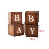 Maxbell 4x Baby Boxes Reusable Balloons Boxes for Xmas Holiday Photography Props Wood Color