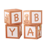 Maxbell 4x Baby Boxes Reusable Balloons Boxes for Xmas Holiday Photography Props Brown