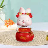 Maxbell Rabbit Statue Shaking Head Rabbit Car Vehicle Dashboard Ornaments Funny Happy