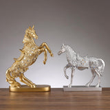 Maxbell Horse Statue Figurine Collection Decorative Ornament for Living Room Cabinet Aureate