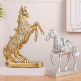 Maxbell Horse Statue Figurine Collection Decorative Ornament for Living Room Cabinet Aureate