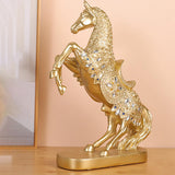 Maxbell Horse Statue Figurine Collection Decorative Ornament for Living Room Cabinet Aureate